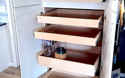 Two-Door Pantry Transformation with custom slide-out-shelves
