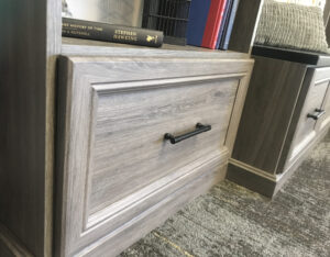 Close up of One Piece Shaker Drawer Fronts and Base Moulding