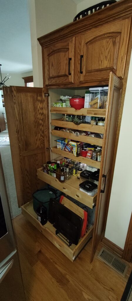 after pantry widened for slide out shelves