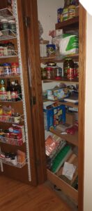 before slide out shelves added to pantry, pantry storage,