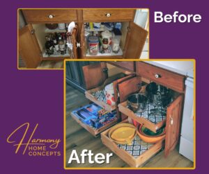 before after slide-out shelves