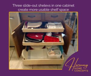 three slide-out shelves