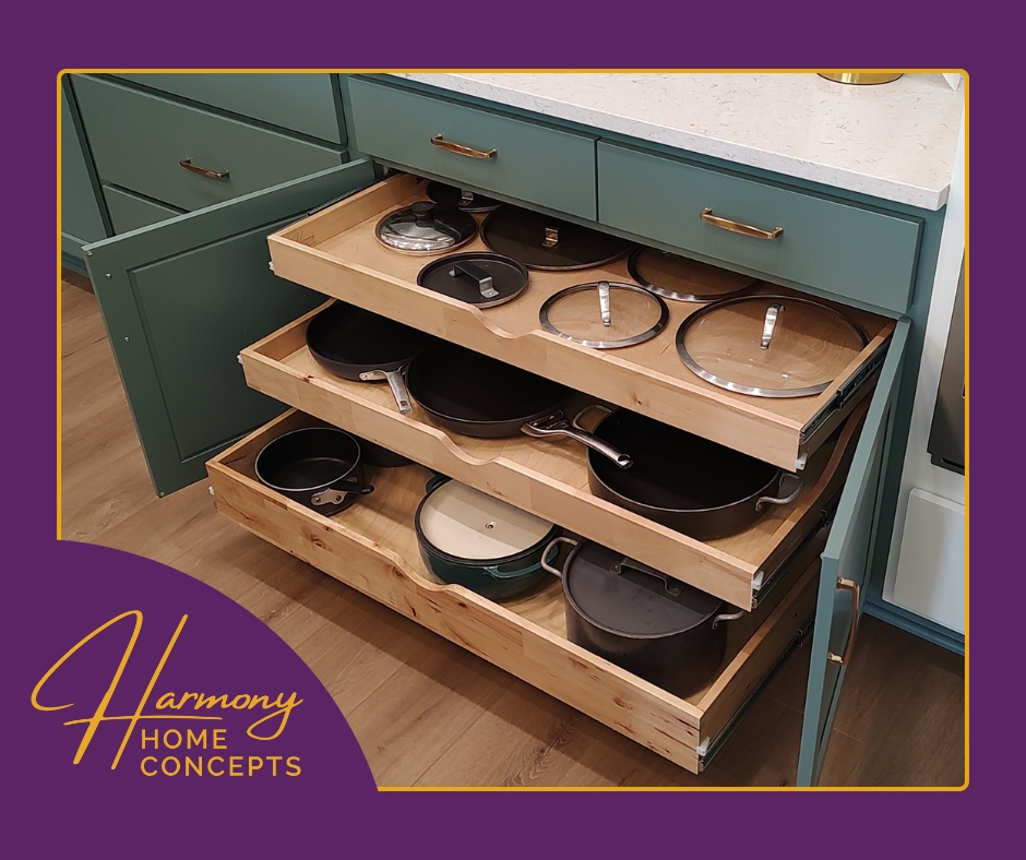 three slide-out shelves one cabinet