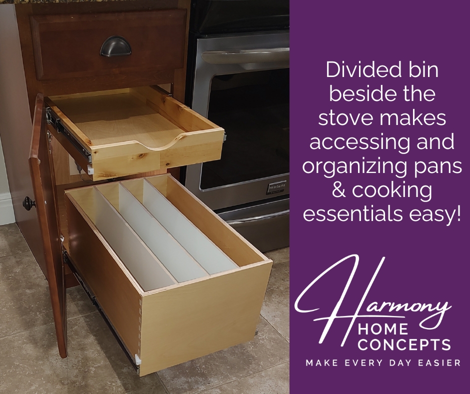 divided bin home storage slide out shelf